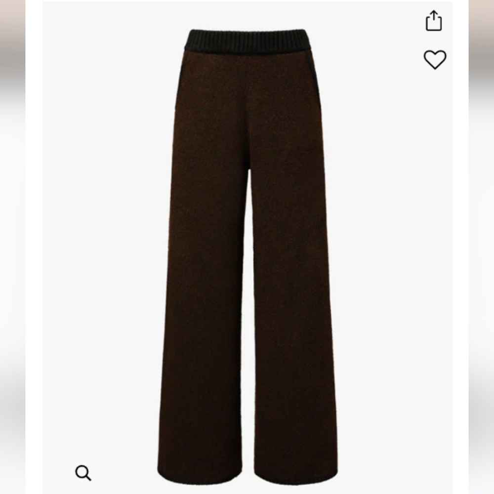 NWT Weworewhat Piped Wide Leg Pull On Knit Relaxed Oversized Pant In Black Brown